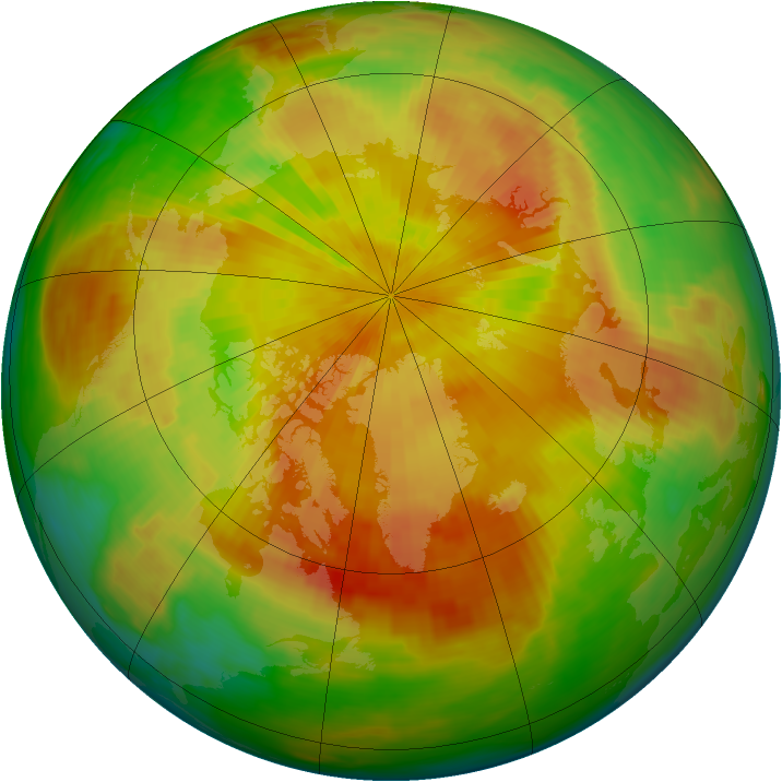 Arctic ozone map for 21 April 1992